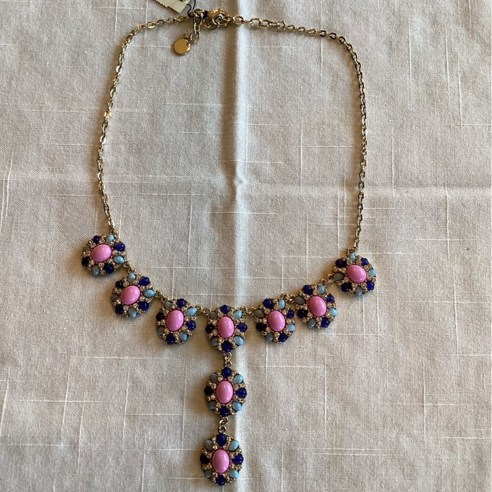 Talbots Pink and Blue Floral  gemstone Necklace